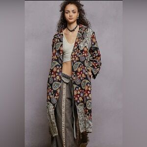 285 - POL Long Sleeve Floral Bandana Patch Jacquard Woven Coat